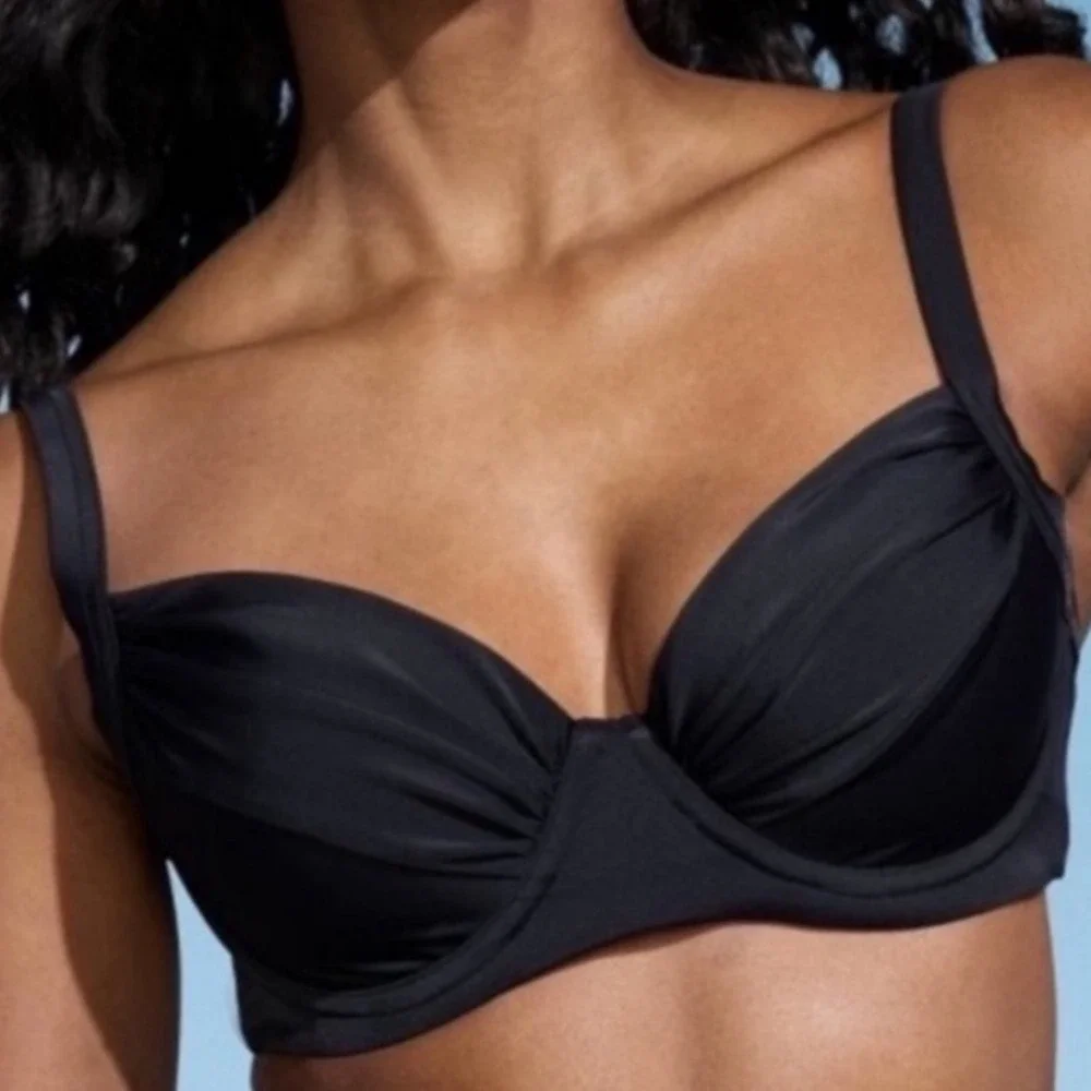 Lands' End Women's Black Underwire Bikini Top UPF 50 Size 18, NWT